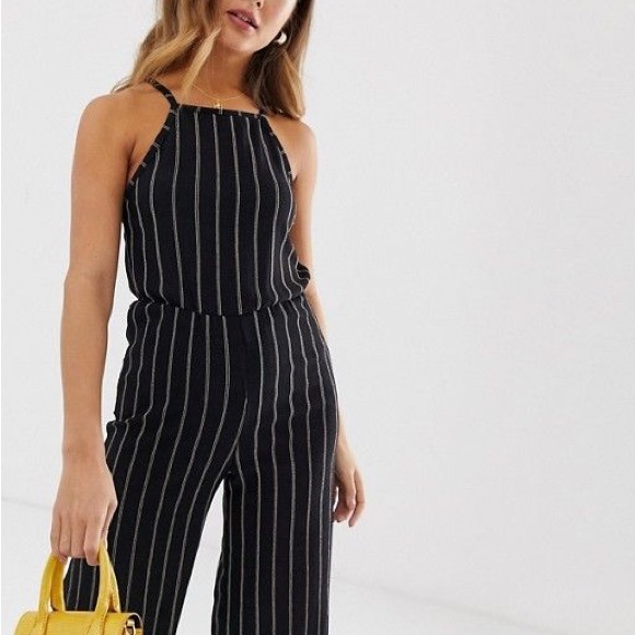 Bershka Cami Black & White Striped Jumpsuit - Picture 2 of 6